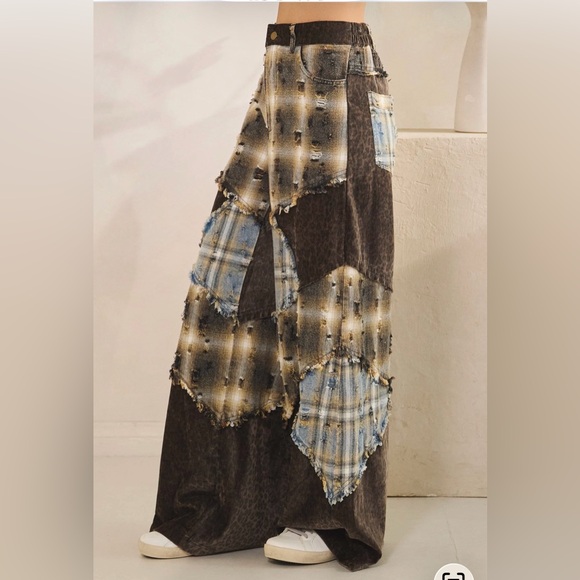 @-Oli & Hali Patchwork Wide-Leg Pants - Picture 5 of 6